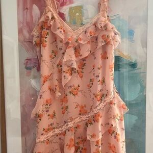 Altar'd State Pink Floral Lace Dress